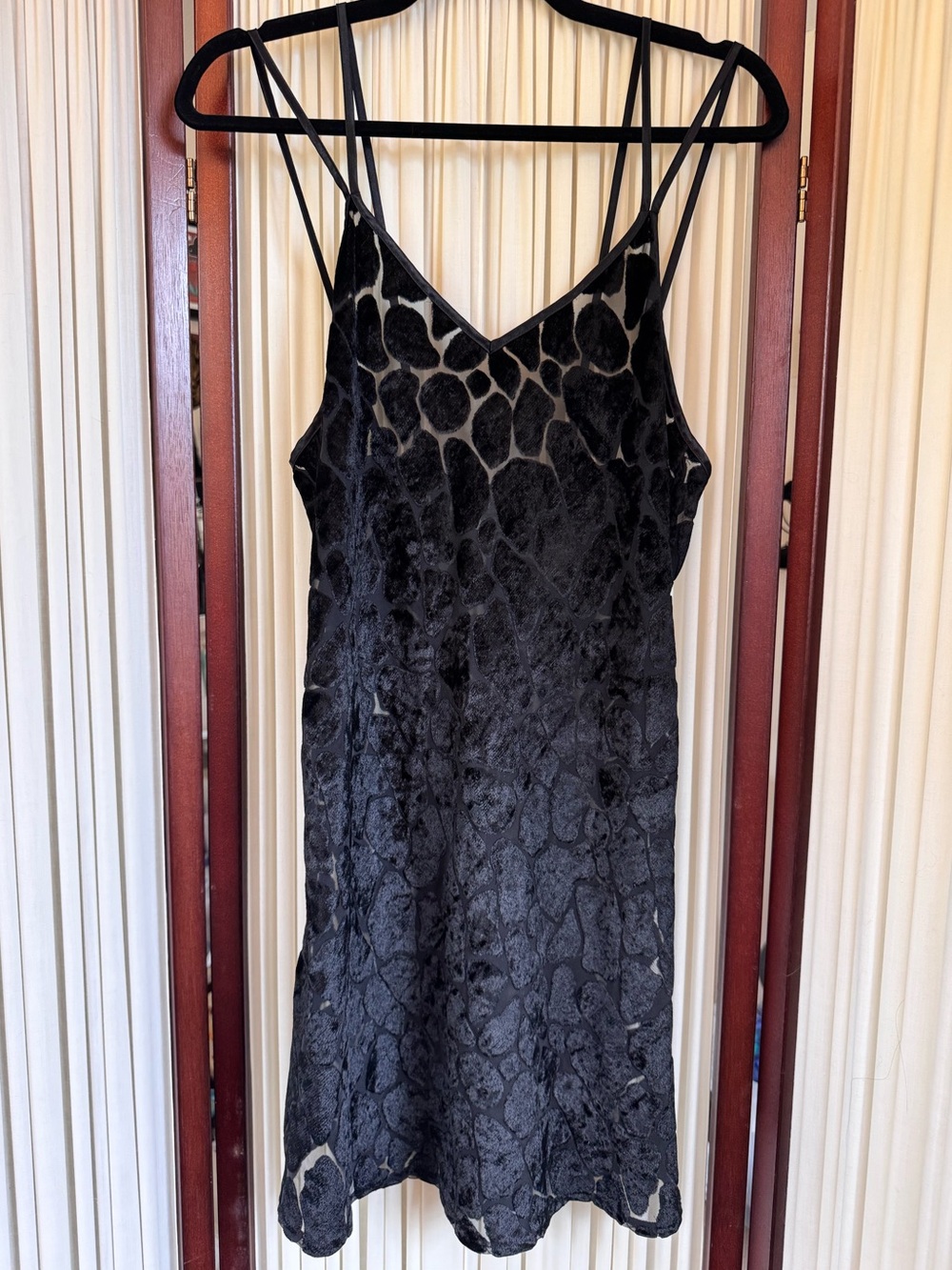 90s Velvet Burnout Cheetah Print Black Slip Dress